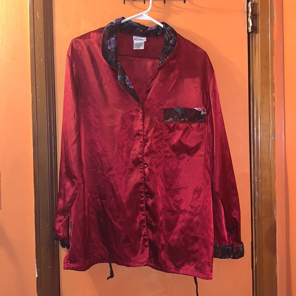 Secret Treasures 2Piece Sleepwear Set pants n button down shirt Size L